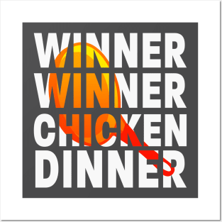 Winner Winner Chicken Dinner Frying Pan Skillet Silhouette Posters and Art